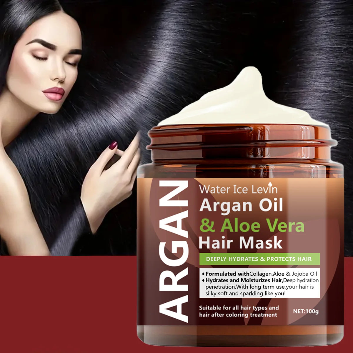 Argan Oil & Aloe Vera Hair Mask Collagen Keratin Treatment Hairs Conditioner Hair Essential Oil Nourishing for Dry Damaged