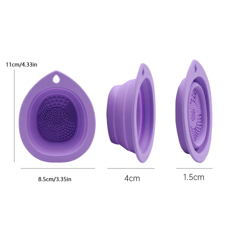 Foldable Silicone Makeup Brush Cleaner Cosmetic Puff Cleaning Bowl Eyeshadow Brushes Washing Soft Mat Beauty Tools Scrubber Box