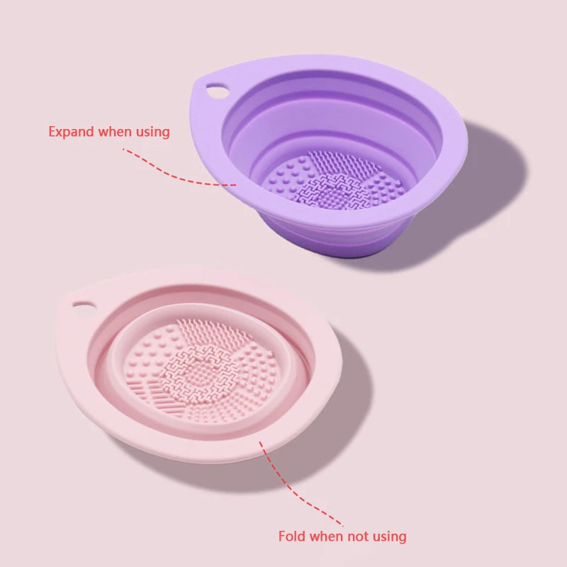 Foldable Silicone Makeup Brush Cleaner Cosmetic Puff Cleaning Bowl Eyeshadow Brushes Washing Soft Mat Beauty Tools Scrubber Box