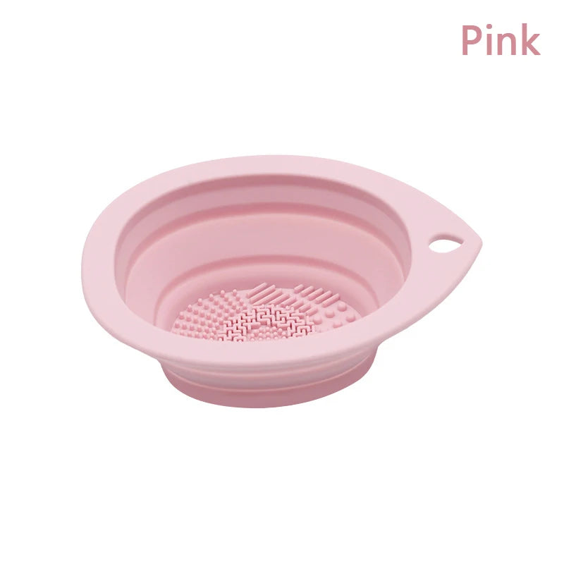 Foldable Silicone Makeup Brush Cleaner Cosmetic Puff Cleaning Bowl Eyeshadow Brushes Washing Soft Mat Beauty Tools Scrubber Box