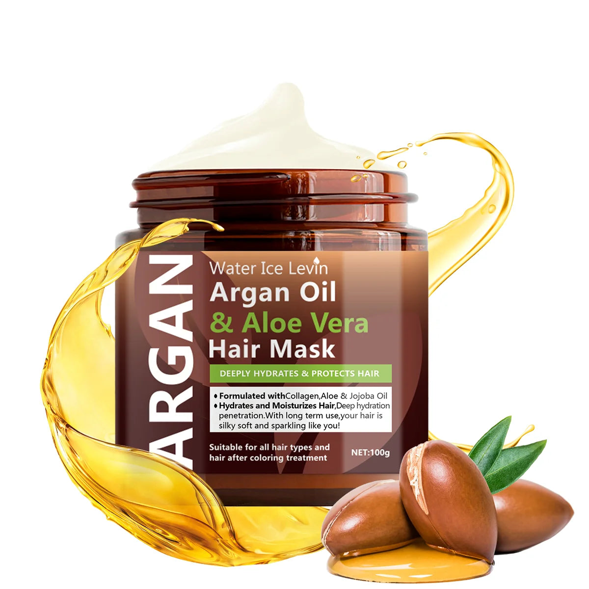 Argan Oil & Aloe Vera Hair Mask Collagen Keratin Treatment Hairs Conditioner Hair Essential Oil Nourishing for Dry Damaged