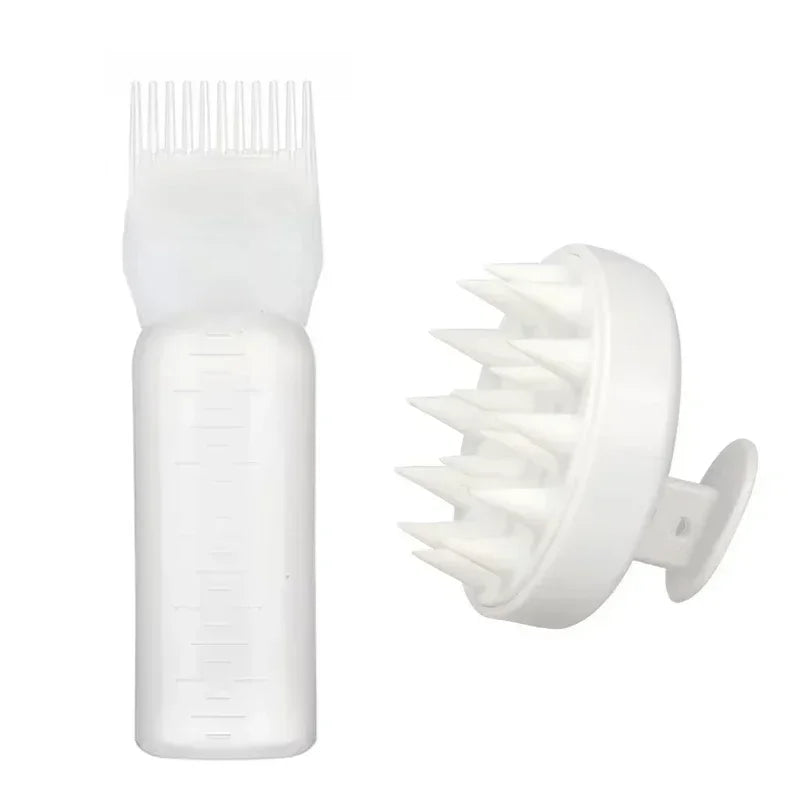 2Pcs/Set Silicone Hair Comb with Root Comb Applicator Bottle Set Hair Oil Applicator Shampoo Brush Tint Salon Hair Styling Tools