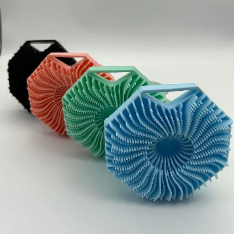 Soft Silicone Body Scrubber Bath Brush With Ergonomic Handle Portable Shower Massage Cleaning Exfoliating Home Tool