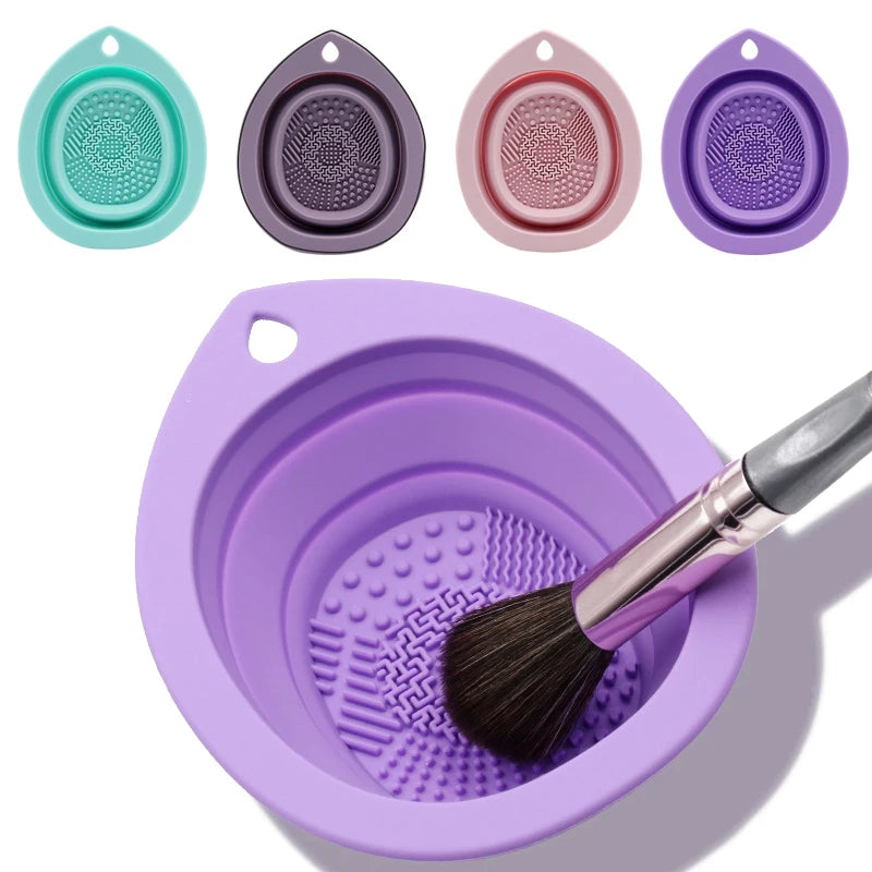 Foldable Silicone Makeup Brush Cleaner Cosmetic Puff Cleaning Bowl Eyeshadow Brushes Washing Soft Mat Beauty Tools Scrubber Box